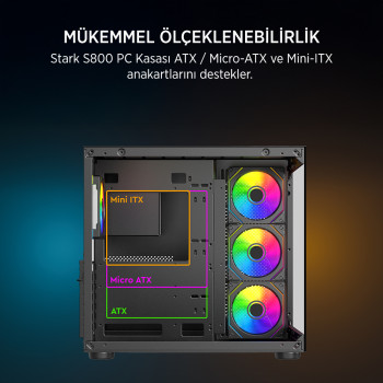 James Donkey Stark S800 4xARGB Temperli Cam ATX Siyah Gaming (Oyuncu) Kasa