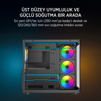 James Donkey Stark S800 4xARGB Temperli Cam ATX Siyah Gaming (Oyuncu) Kasa