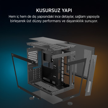 James Donkey Stark S800 4xARGB Temperli Cam ATX Siyah Gaming (Oyuncu) Kasa